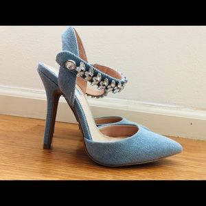 Blue embellished heels by TOPSHOP